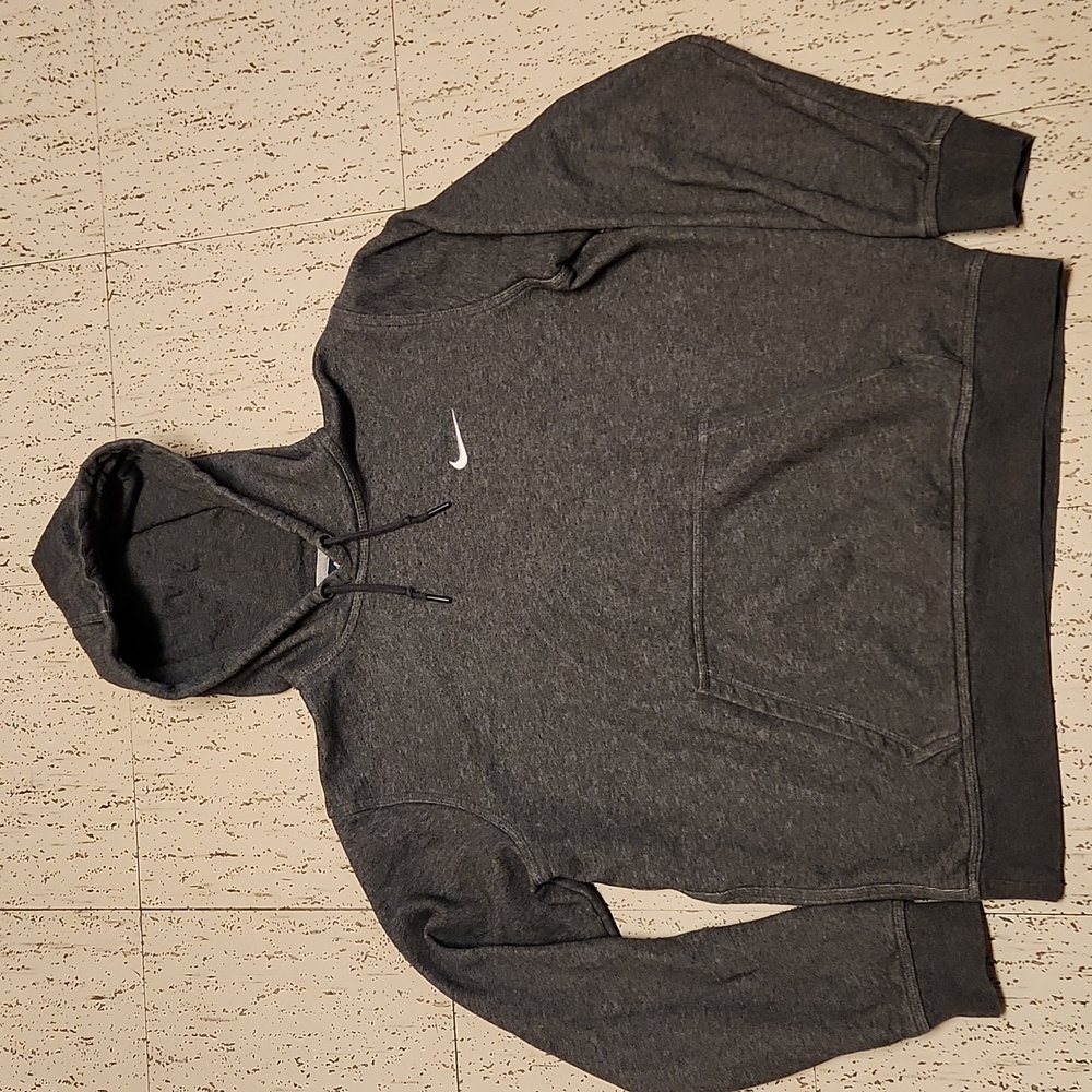 Nike Swoosh Gray Embroidered Pullover Hoodie Sweater Vintage Y2K